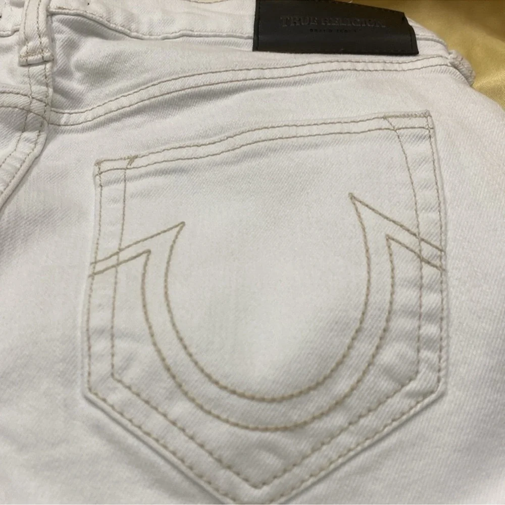 NWT TRUE RELIGION ROCCO RENEGADE optic white denim jean pant relaxed skinny - Picture 11 of 12